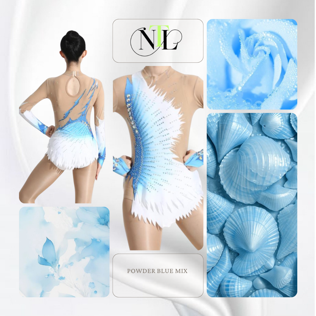 Powder blue and white mix leotard