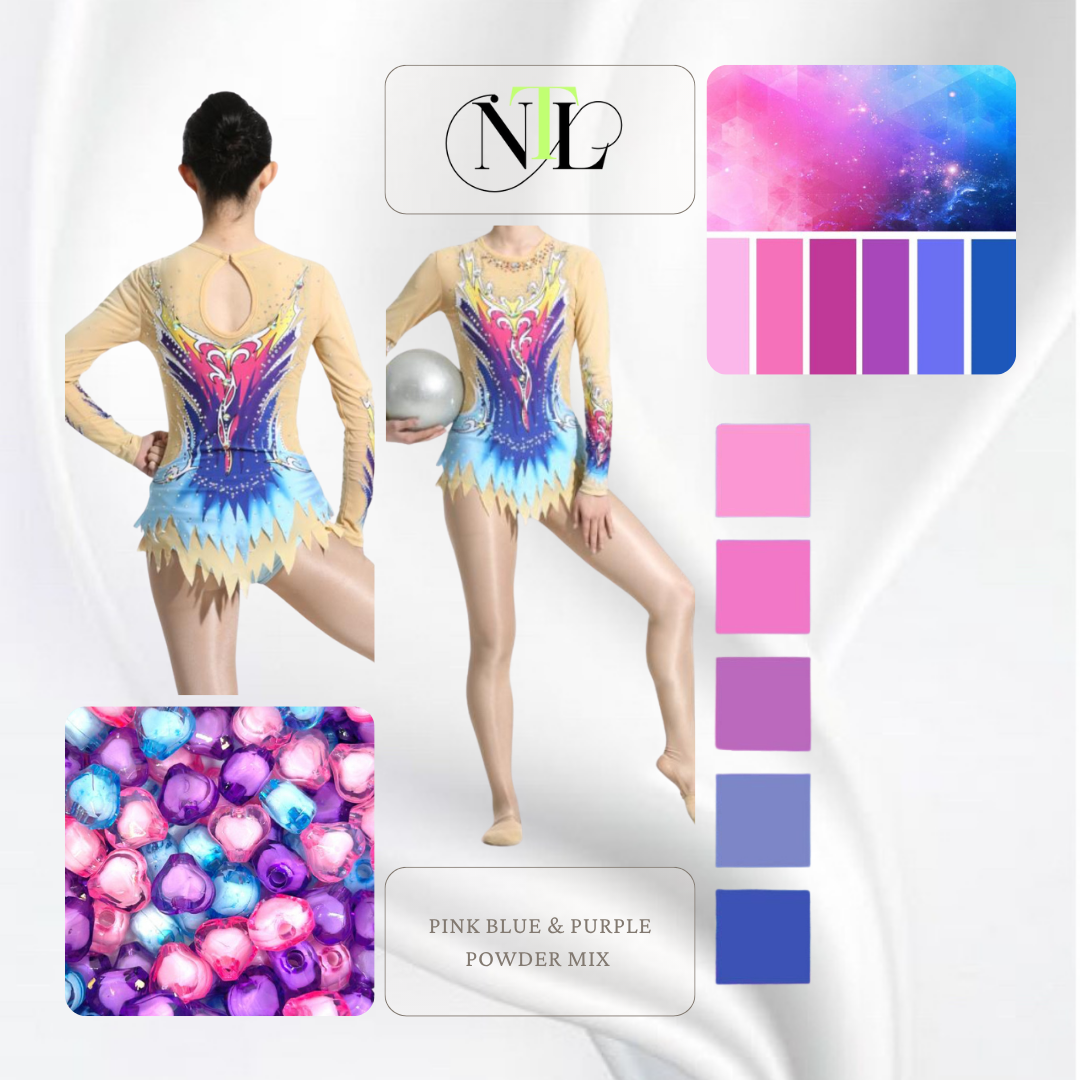 Pink, blue and purple powder mix leotard