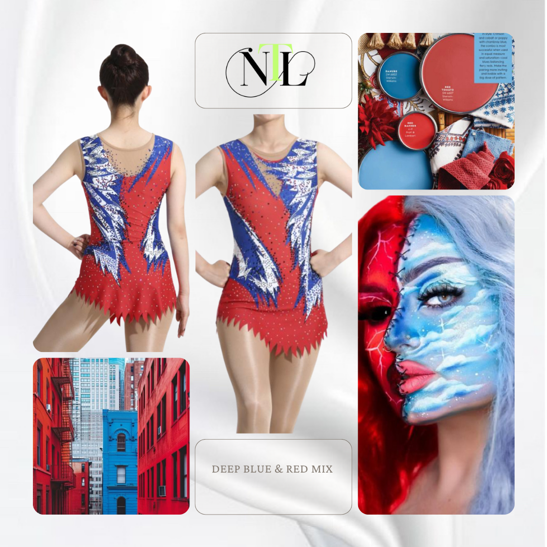 Deep blue deep red leotard
