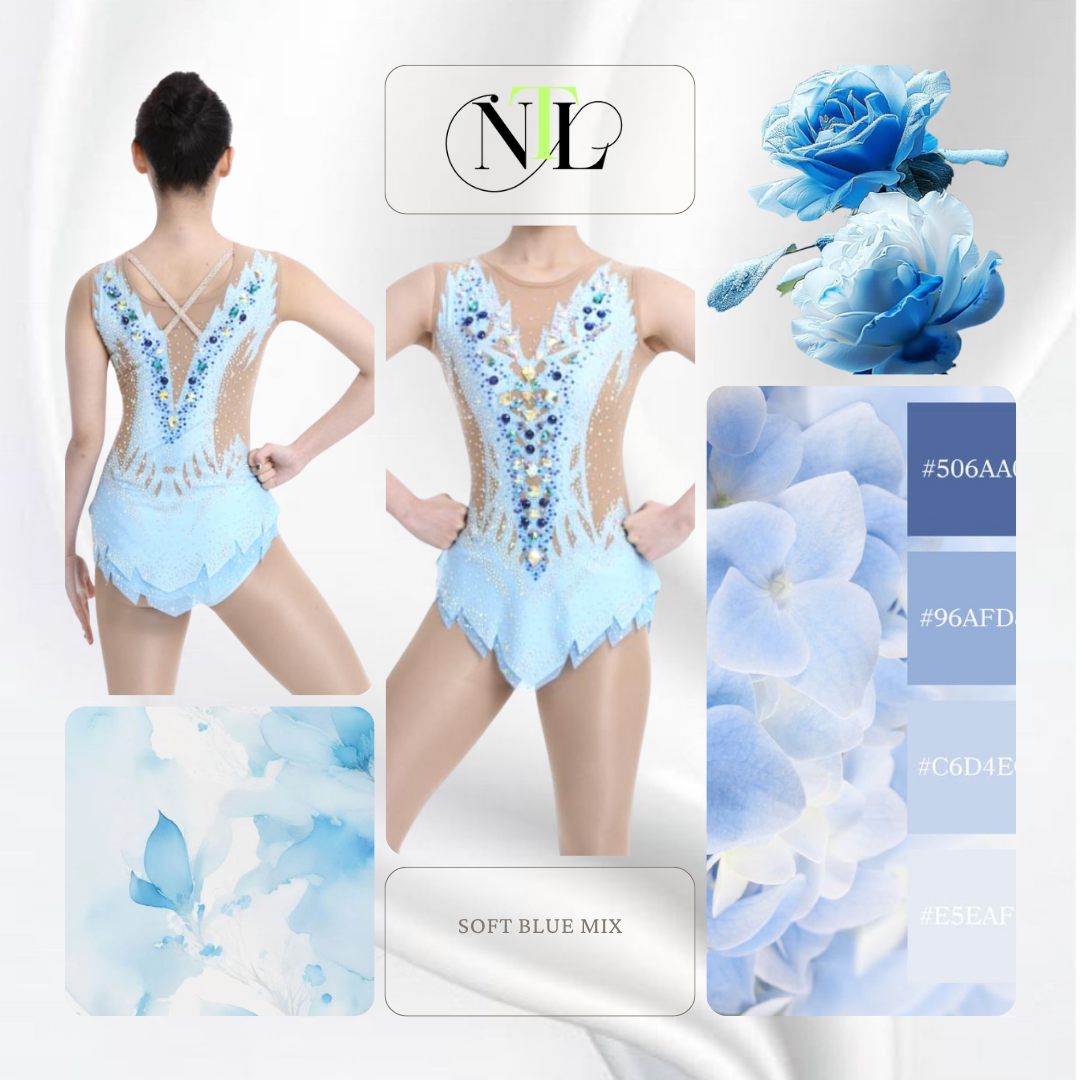 Soft blue diamanté mix leotard