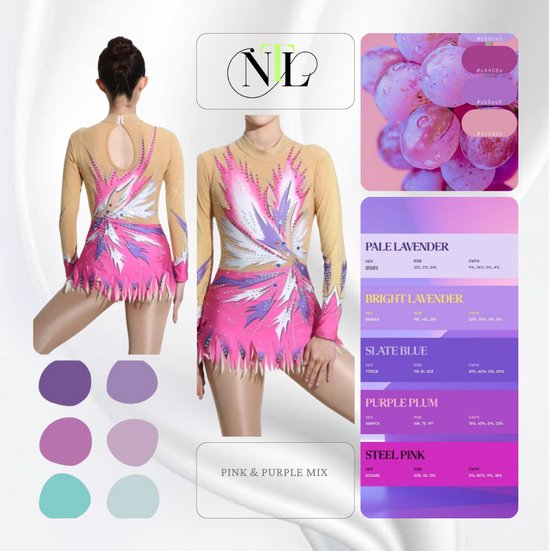Pink lilac and white colour pattern mix leotard