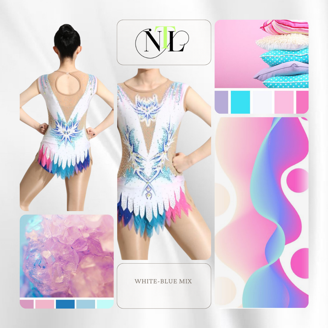White to blue mix leotard