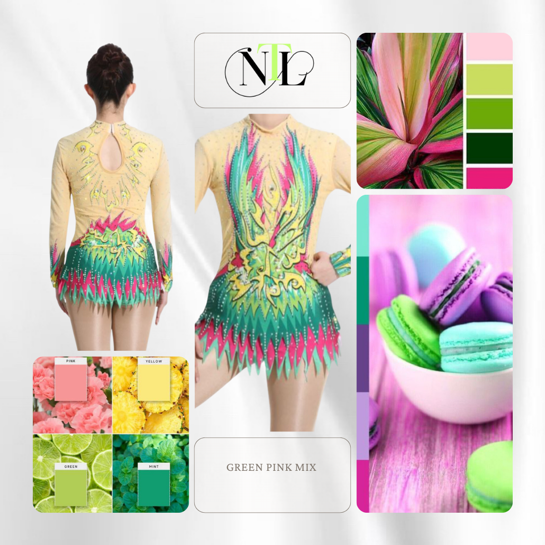 Green and pink mix leotard