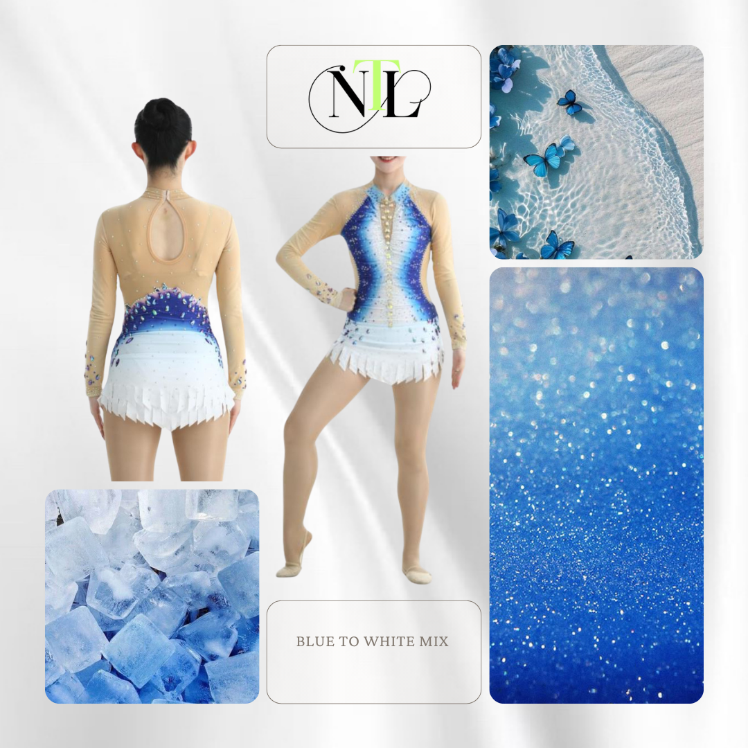 Blue to white mix leotard