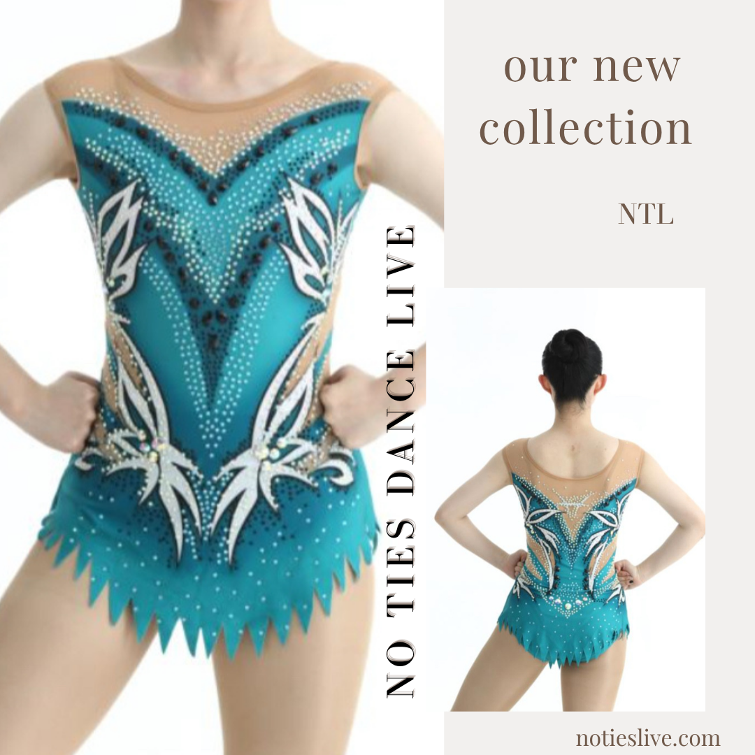 Turquoise mix leotard with stunning white detail