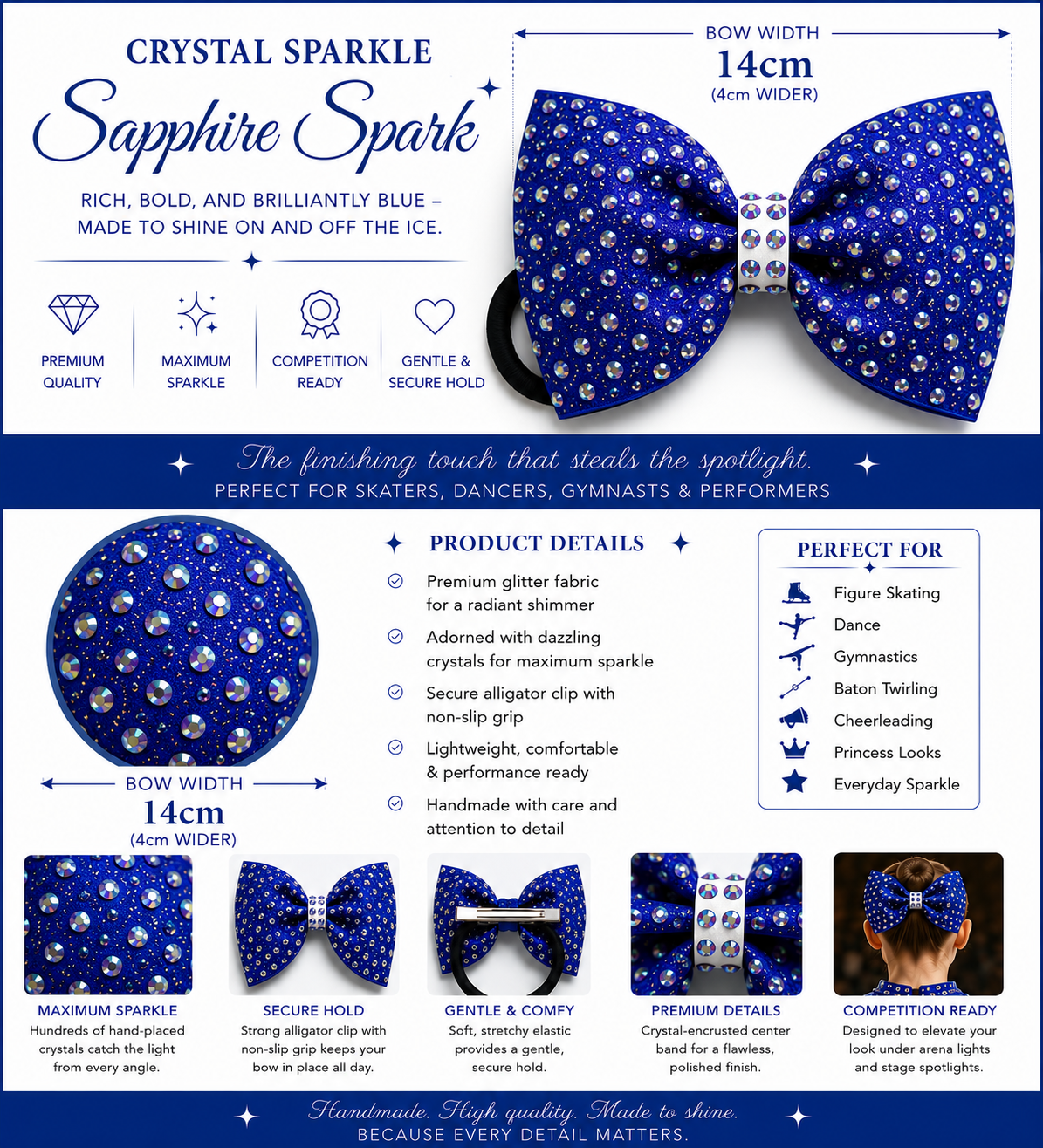 14 inch sparkle/ rhinestone bow