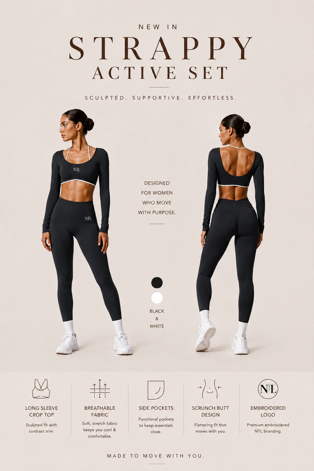 Long sleeve crop yoga suit