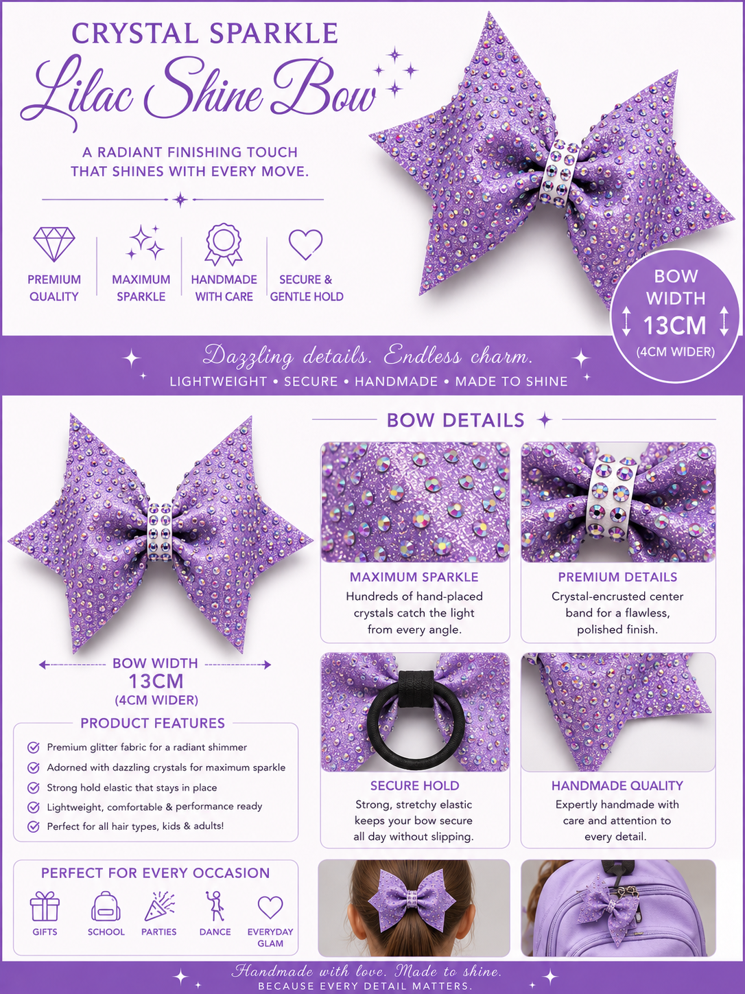 14 cm rhinestone ribbon bows