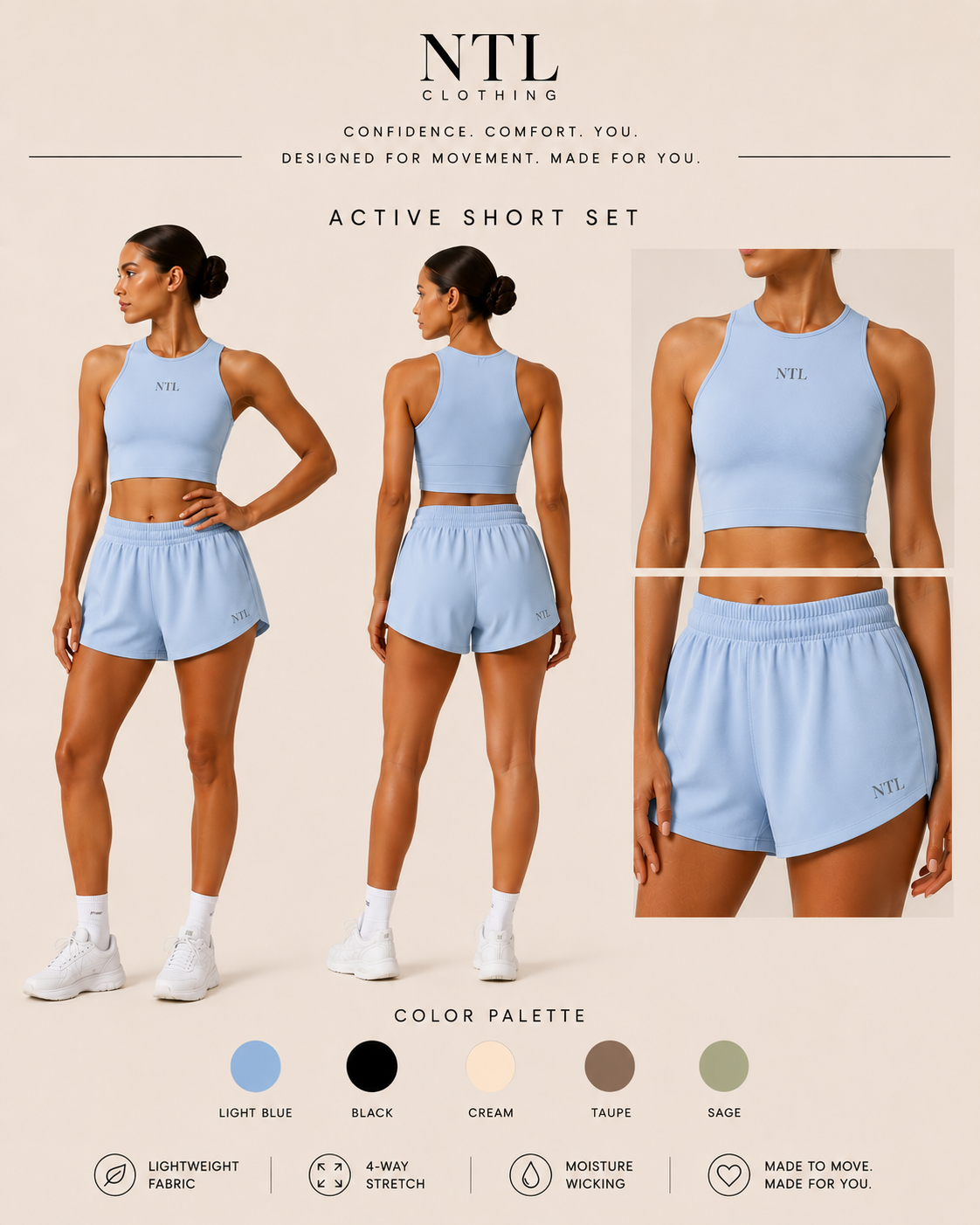 Running short and matching vest set