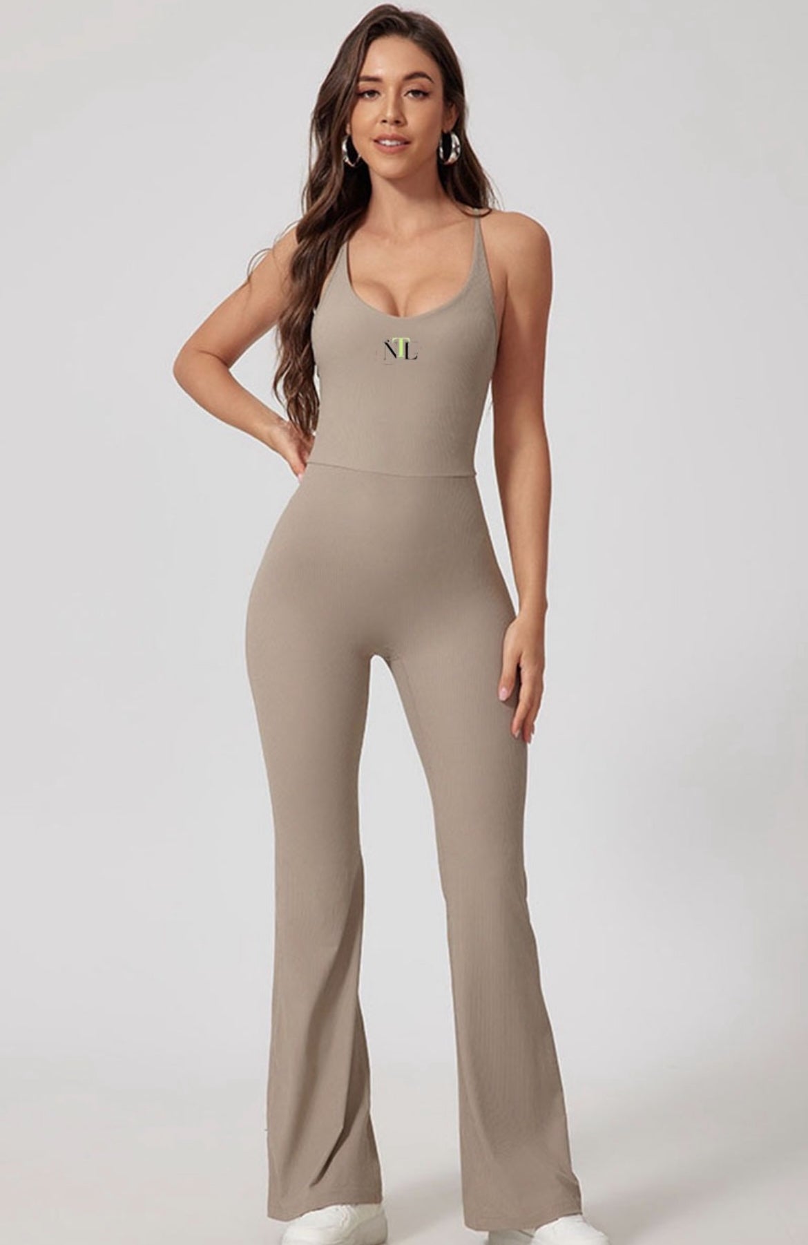 Flared leg yoga jump suit