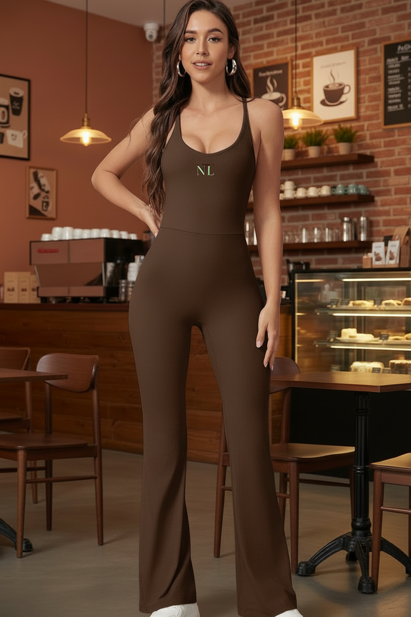 Flared leg yoga jump suit