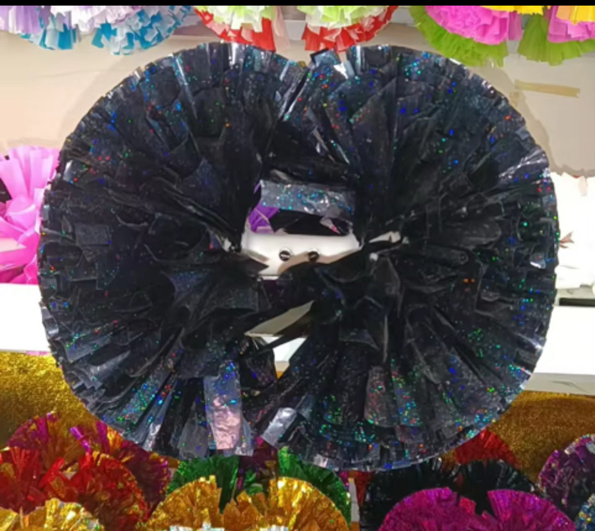 Metallic black Pom Pom