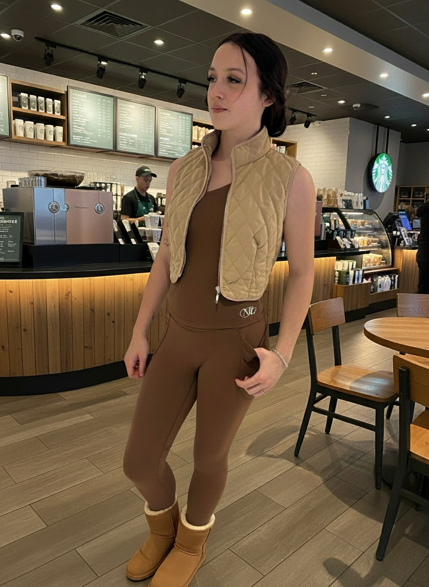 One shoulder top & leggings yoga suit