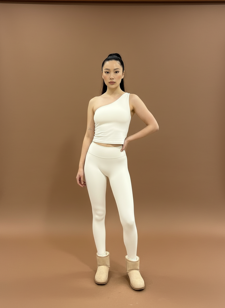 One shoulder top & leggings yoga suit