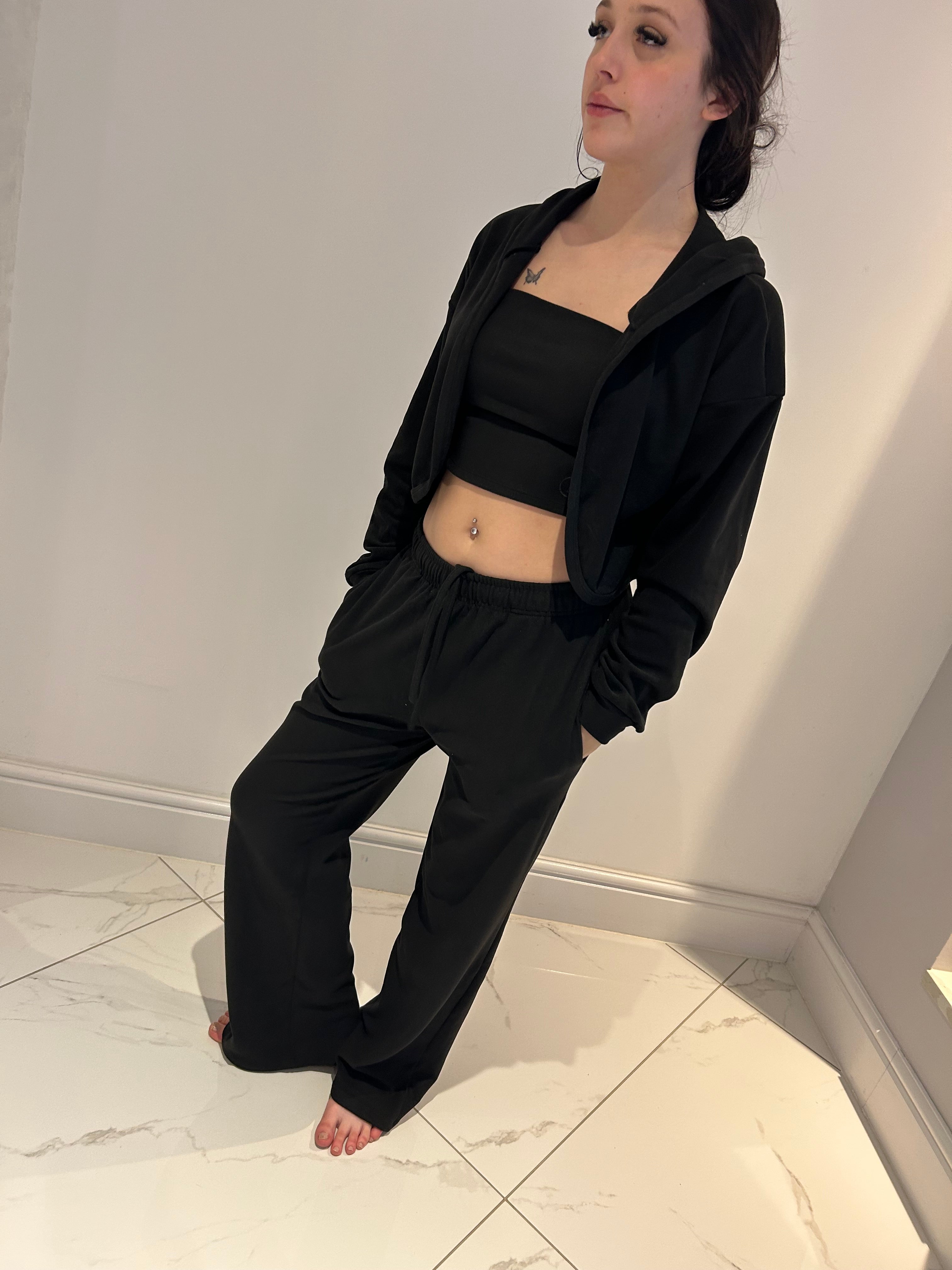 Fleece wide leg joggers