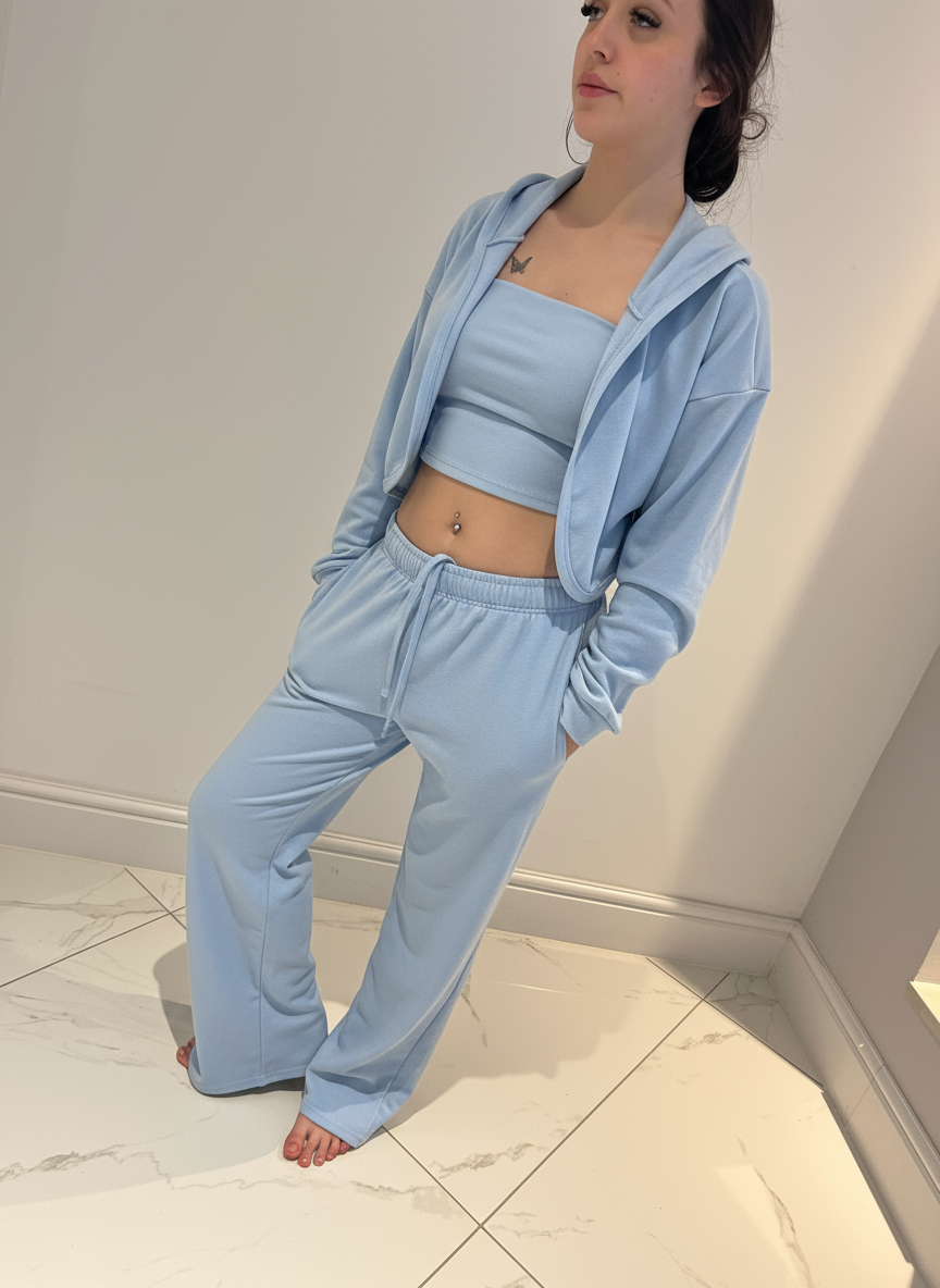 Fleece wide leg joggers