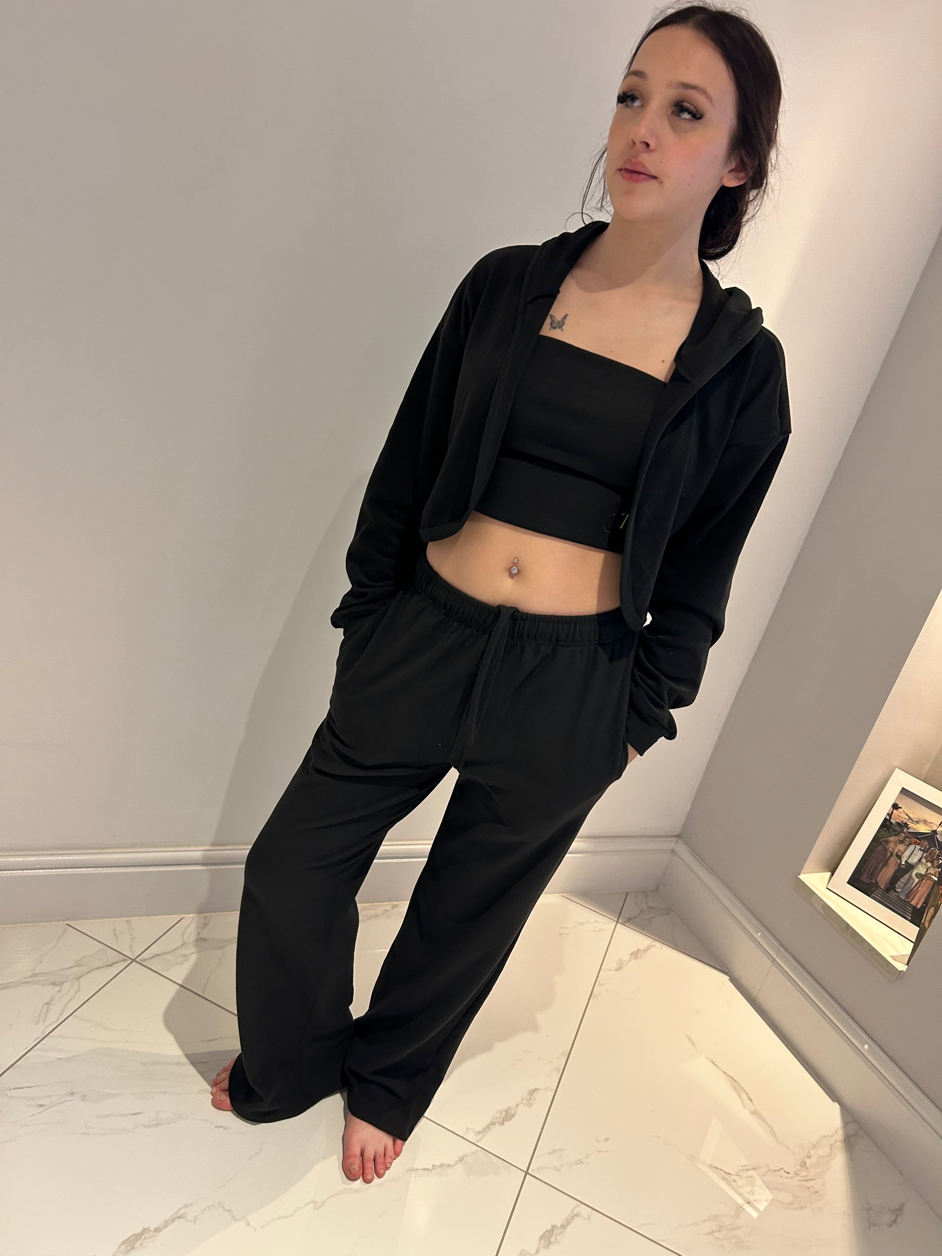 Fleece wide leg joggers