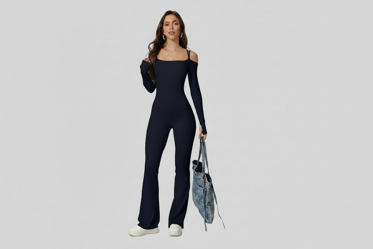 Off the shoulder jump suit