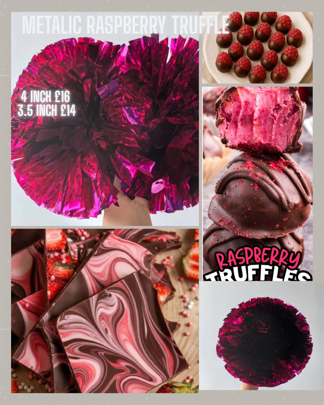 Hot pink metallic Pom Pom 4 inches