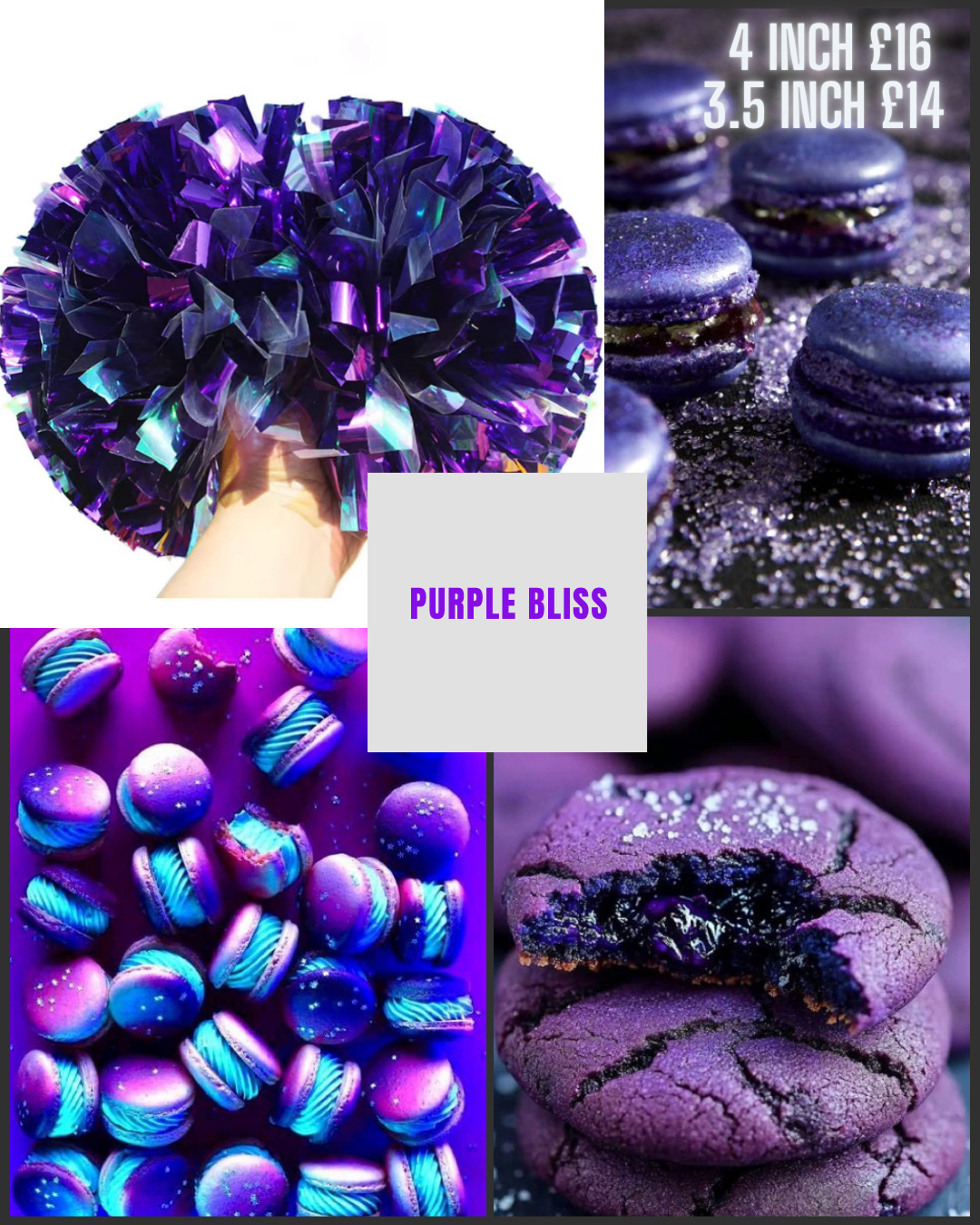 Purple Metallic mix Pom Pom