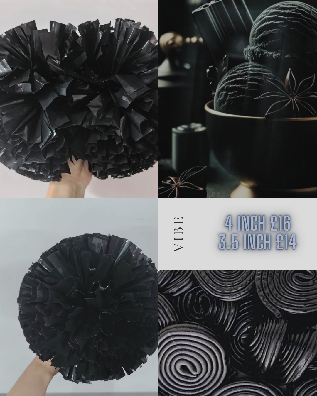 Fluffy black pompom