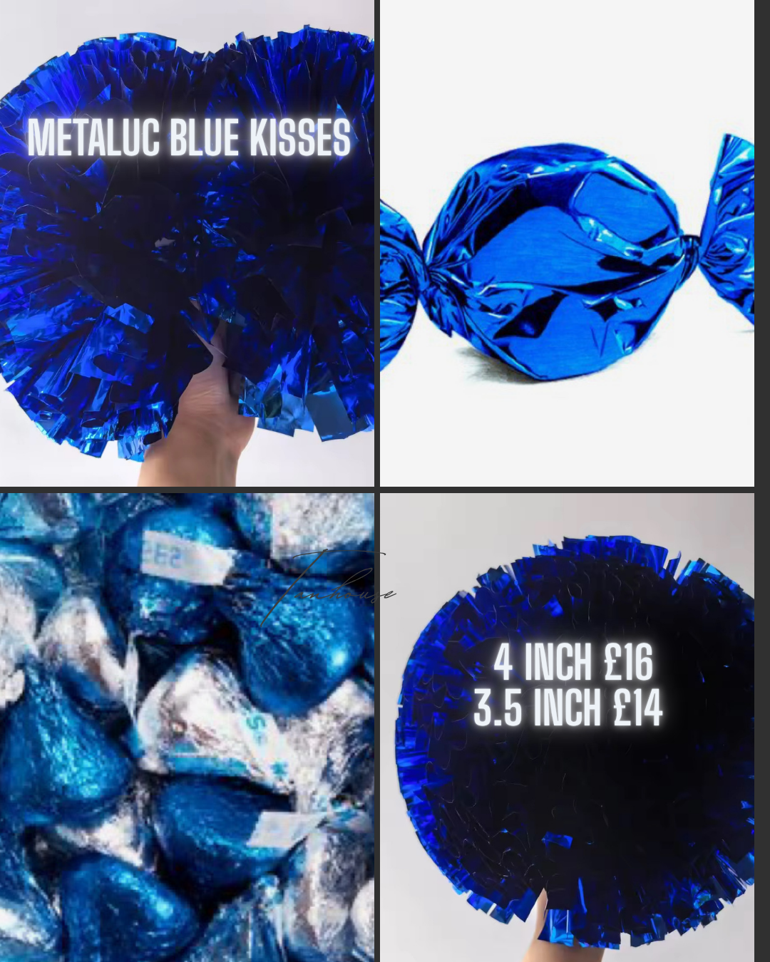 Metallic electric blue Pom Pom