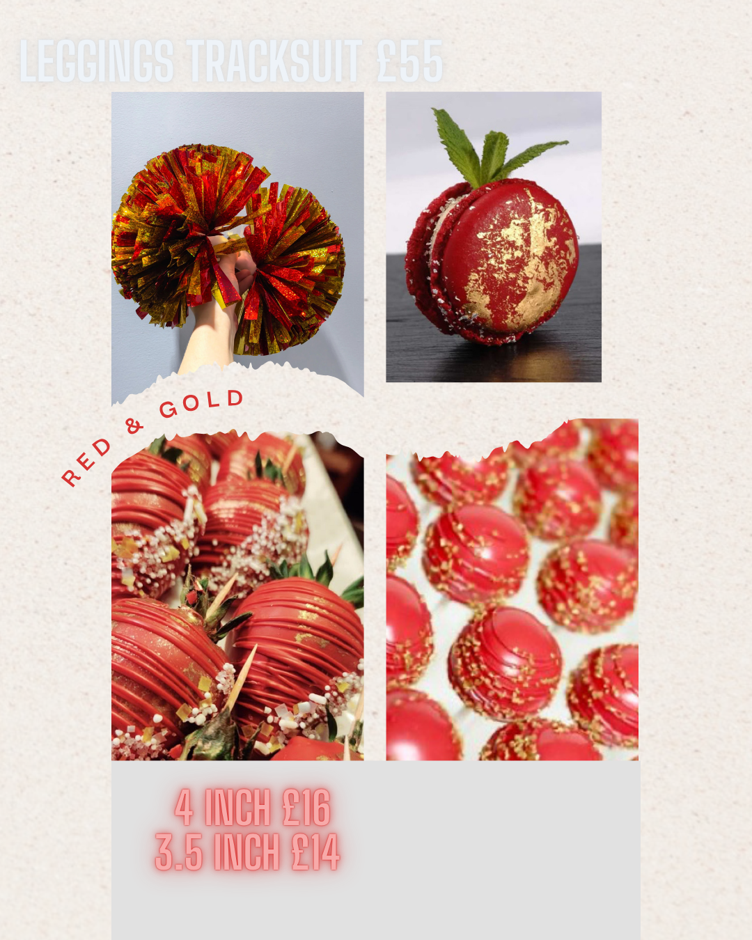 Red & gold metallic Pom Pom