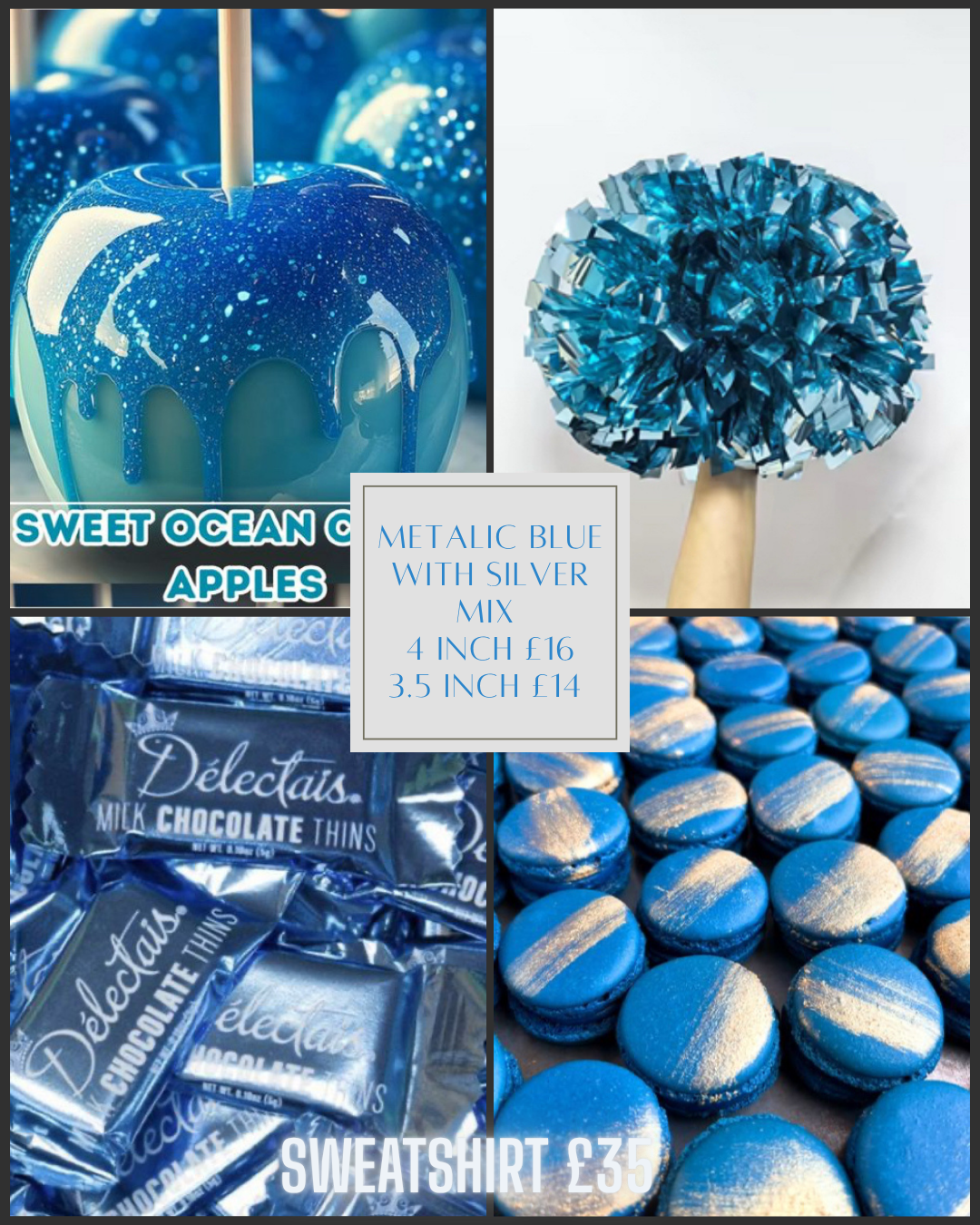 Silver blue metallic Pom Pom