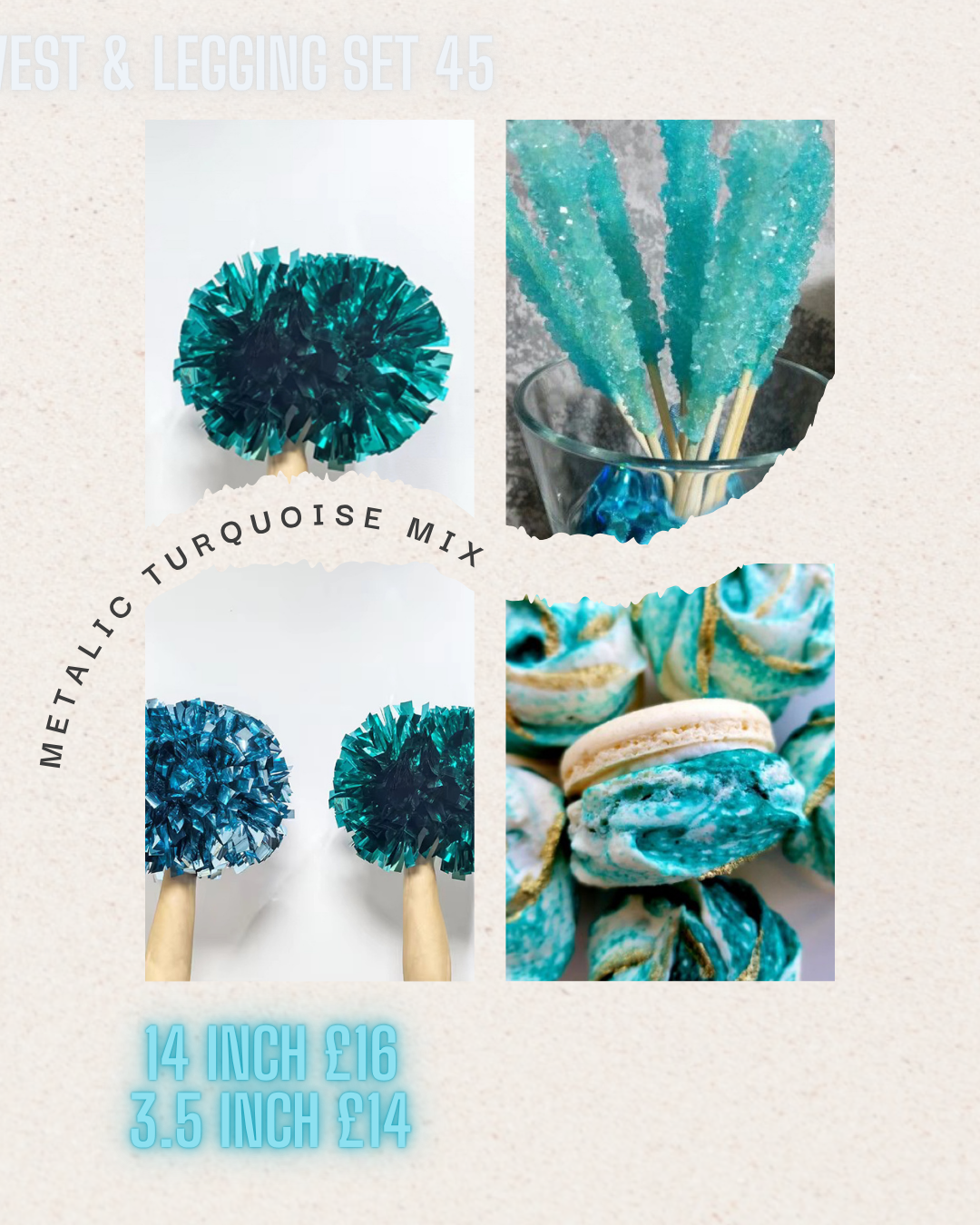 Soft green/blue metallic Pom pom
