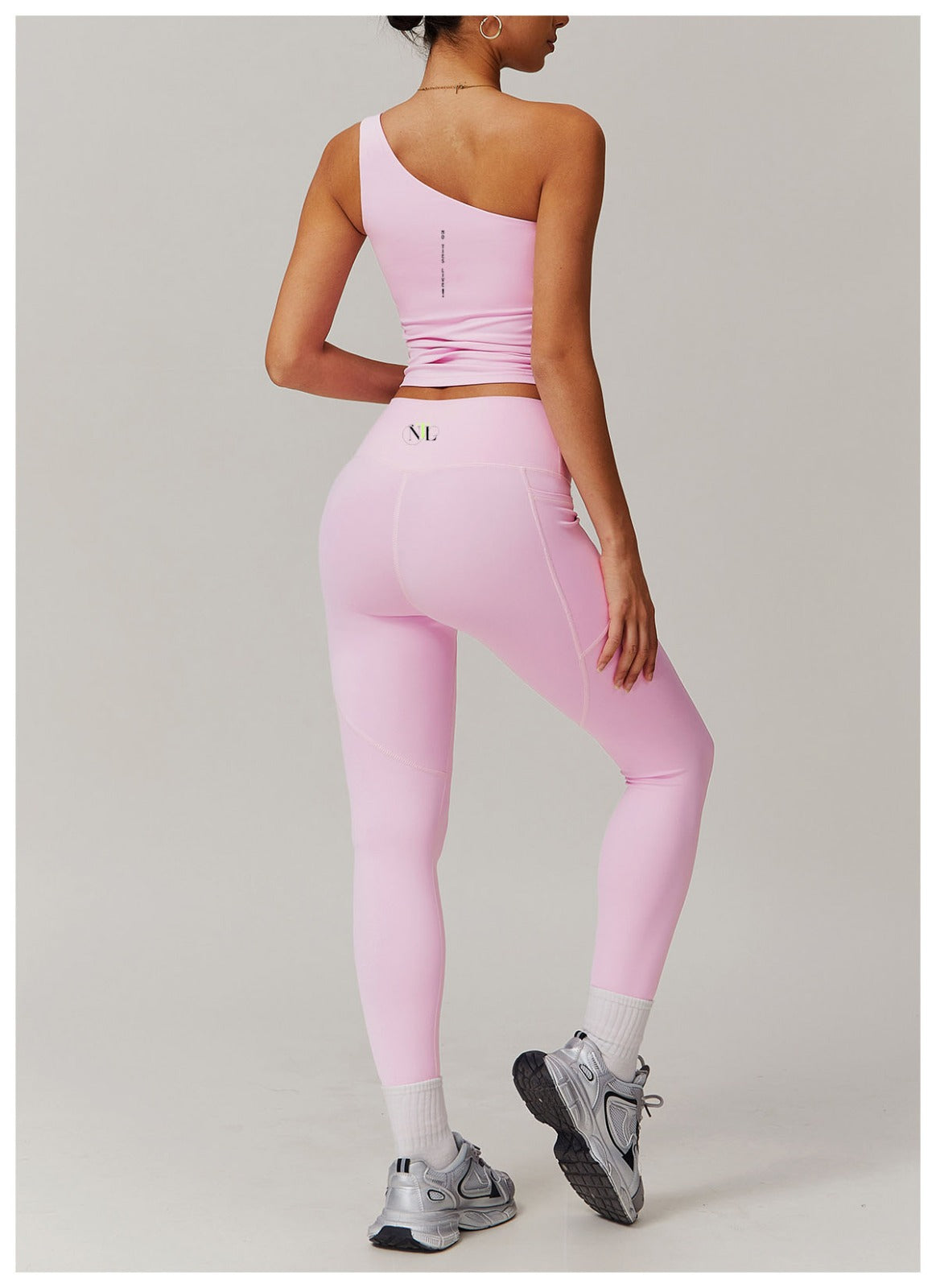 One shoulder top & leggings yoga suit