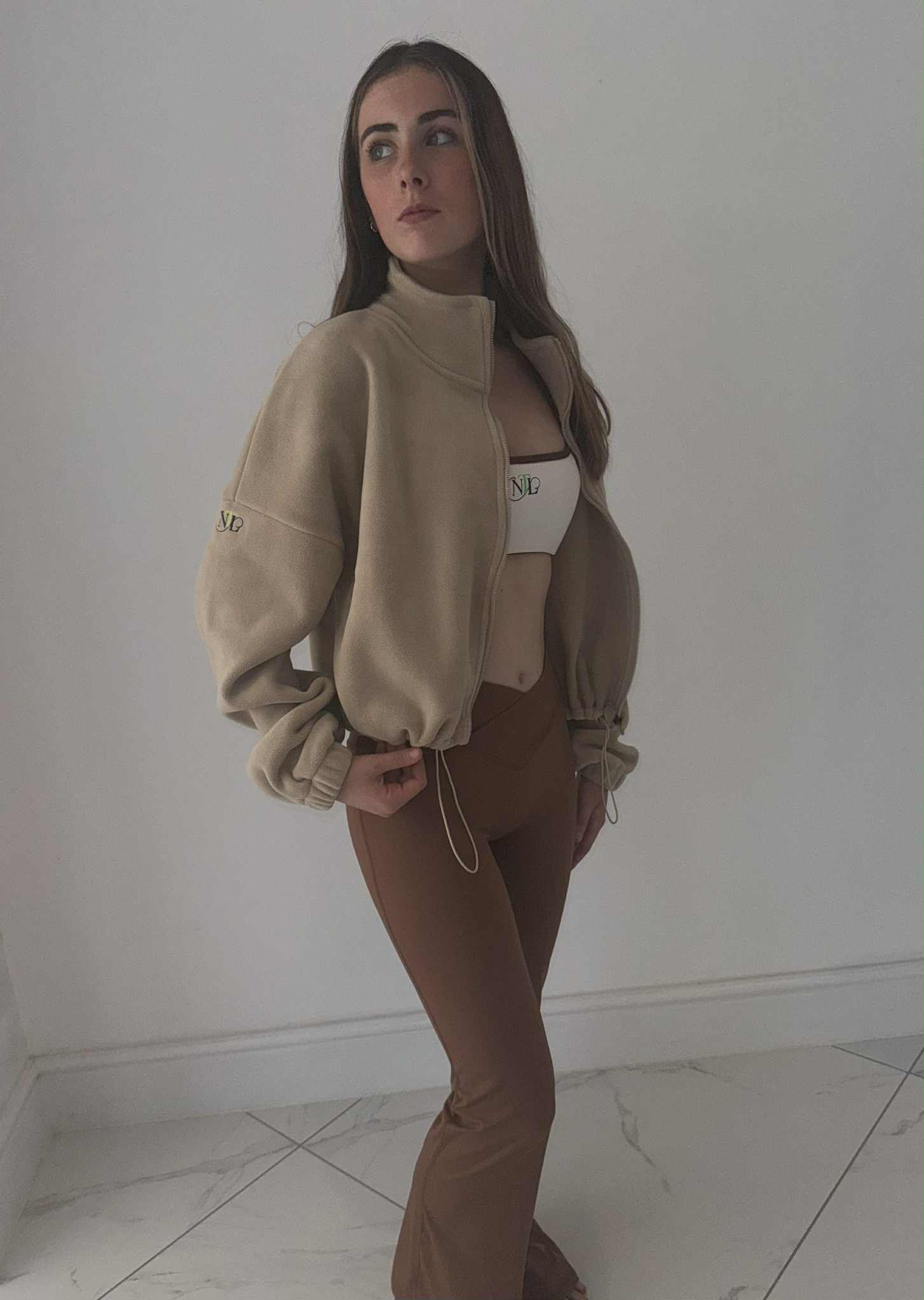 V cut high waisted flares