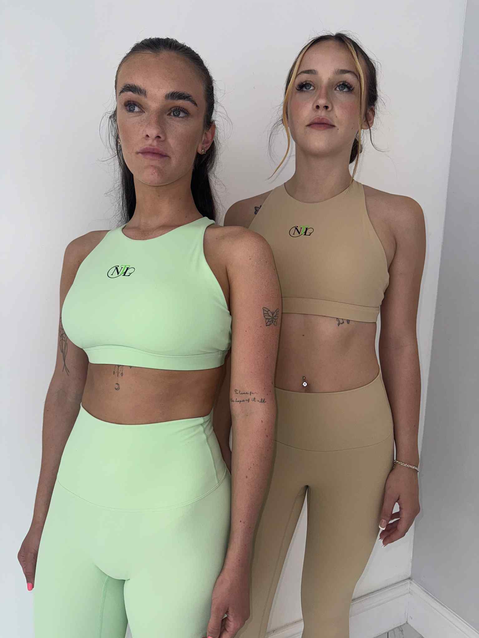 Strap back top, high waisted set
