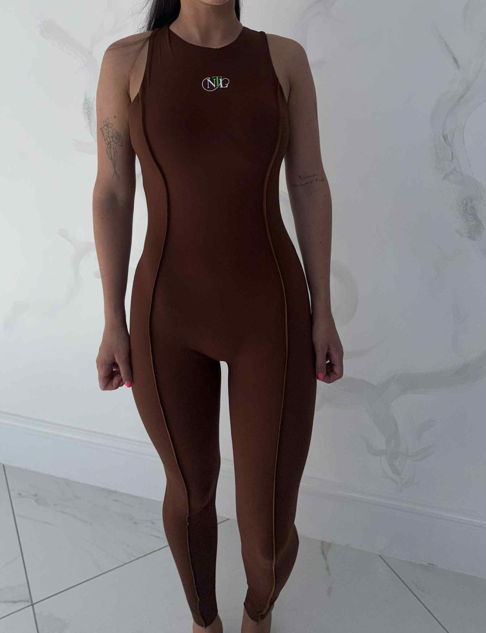Seam detailed yoga jumpsuit