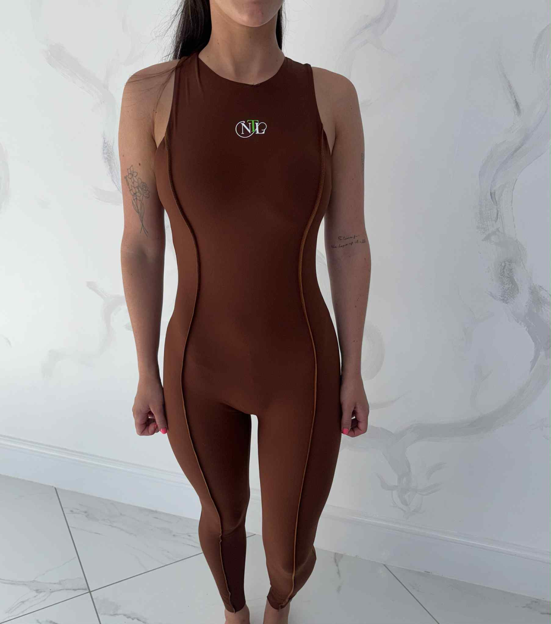 Seam detailed yoga jumpsuit