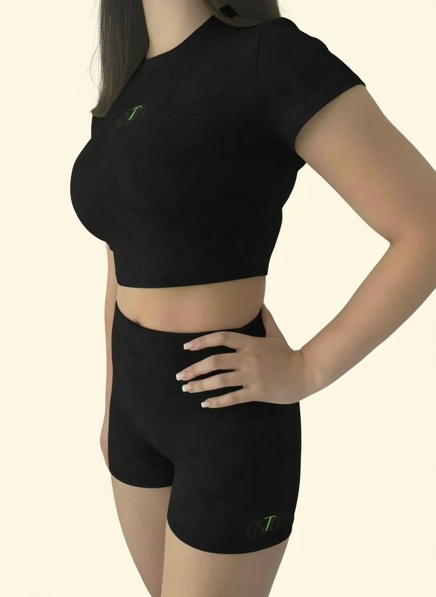 Embossed butter soft crop T-shirt