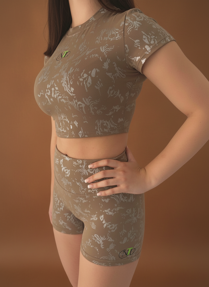 Embossed butter soft crop T-shirt