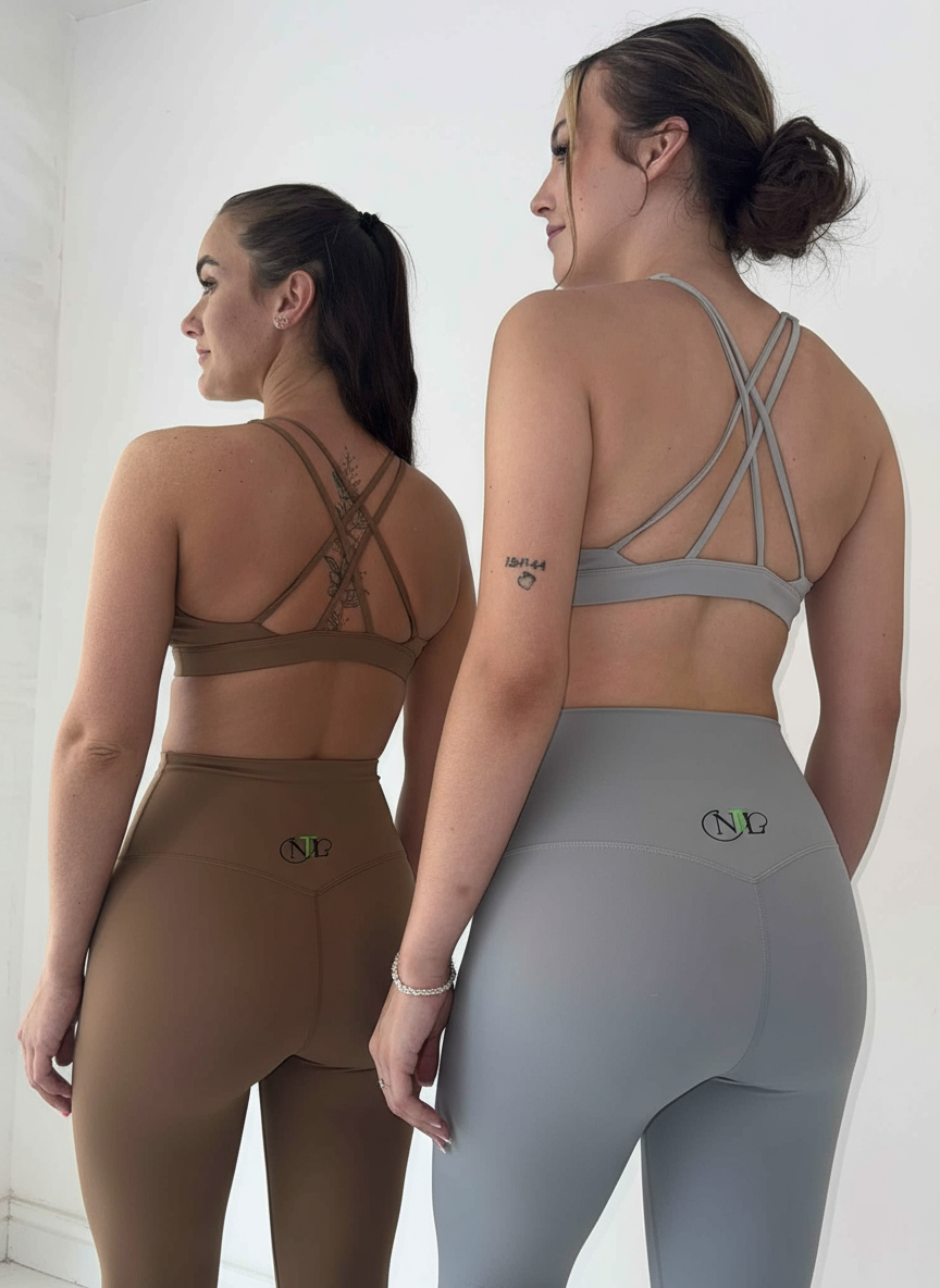 Strap back top, high waisted set