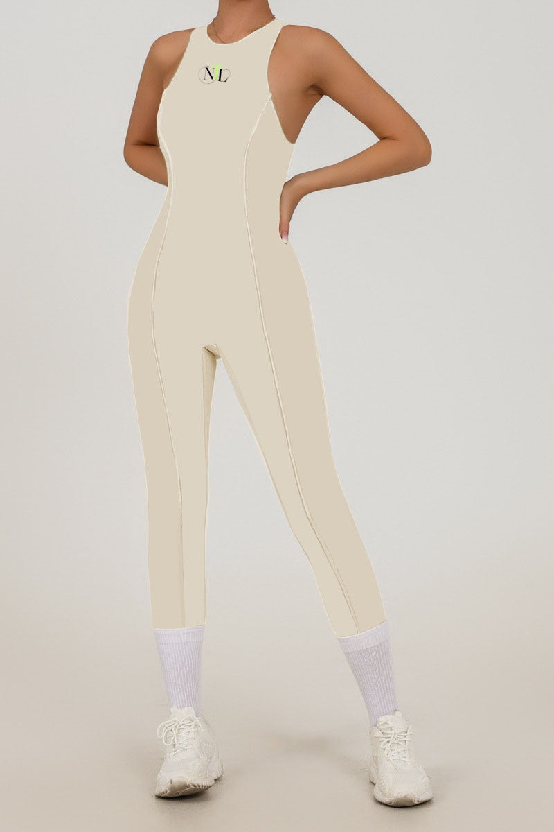Seam detailed yoga jumpsuit
